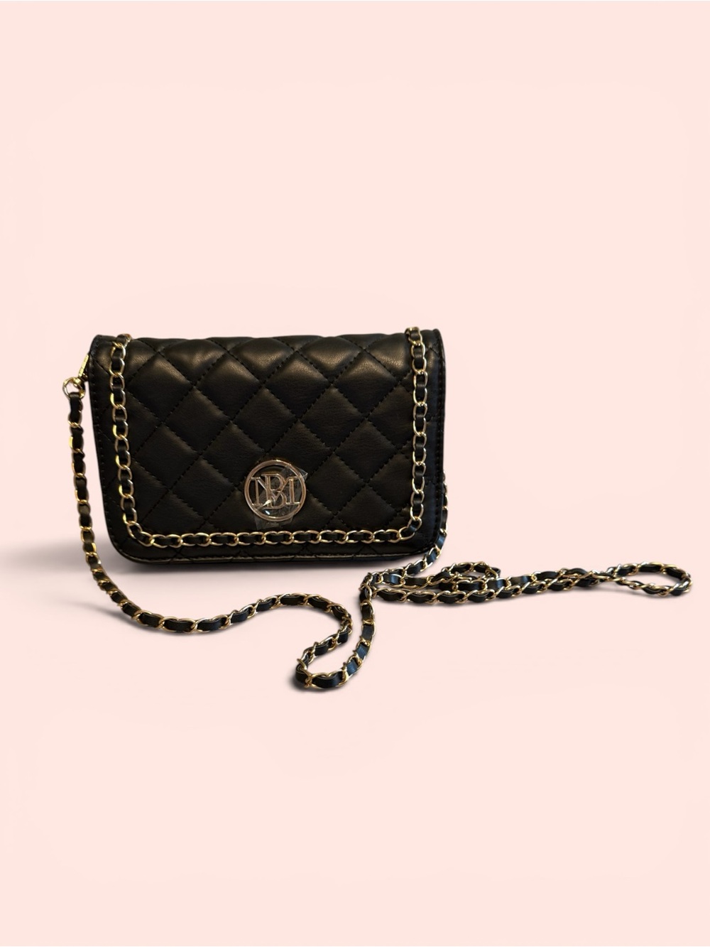 Badgley Mischka Black Quilted Chain Strap Crossbody Bag
